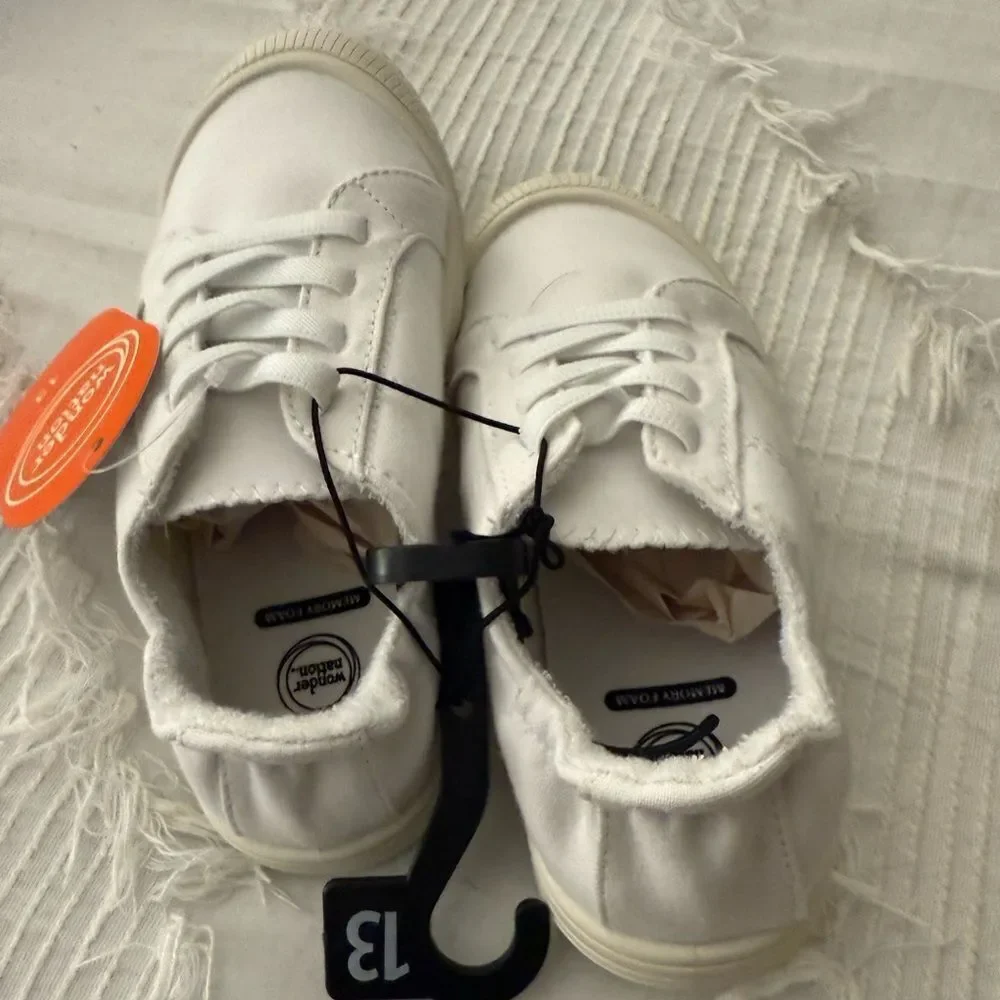 Wonder Nation Kids White Lace-Up Sneakers